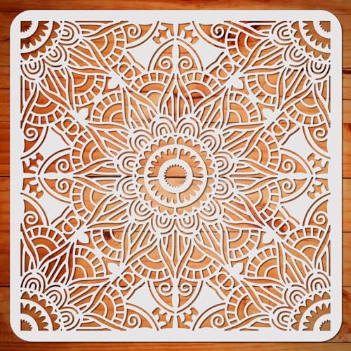 ORIGACH Mandala Schablone 30x30 cm Wiederverwendbare Blumenschablonen für die Malerei auf Holz, Leinwand, Papier, Stoff, Boden, Wand und Fliesen von ORIGACH