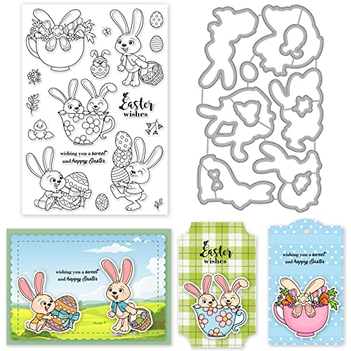 ORIGACH Osterhasen Stanzschablonen und Stempelset Für Die Kartenherstellung, Teetassen Kaninchen Stanzformen Und Stempel Set Für DIY Scrapbooking, Album, Dekorative ORIGACH Osterhasen Stanzschablonen und Stempelset Für Die Kartenherstellung, Teetassen Kaninchen Stanzformen Und Stempel Set Für DIY Scrapbooking, Album, Dekorative von ORIGACH