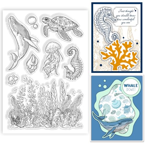 ORIGACH Ozeanwelt Silikonstempel Meeresleben Transparente Stempel Für Die Kartenherstellung Papier Basteln Journaling Und DIY Scrapbooking von ORIGACH