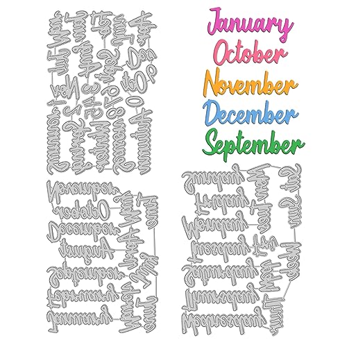 ORIGACH Planer Monat und Woche Metall Stanzformen für Karten Stanzformen, Januar bis Dezember Monat Stanzformen, 0-9 Stanzformen Prägeschablonen für Scrapbooking DIY Karten Album Bastelbedarf von ORIGACH