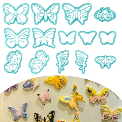 ORIGACH Polymer Ton Ausstecher, 14 Stück Schmetterlings Ton Schneider Zur Herstellung von Ohrringen Modelliermassen-Ausstecher Zur Schmuckherstellung von ORIGACH