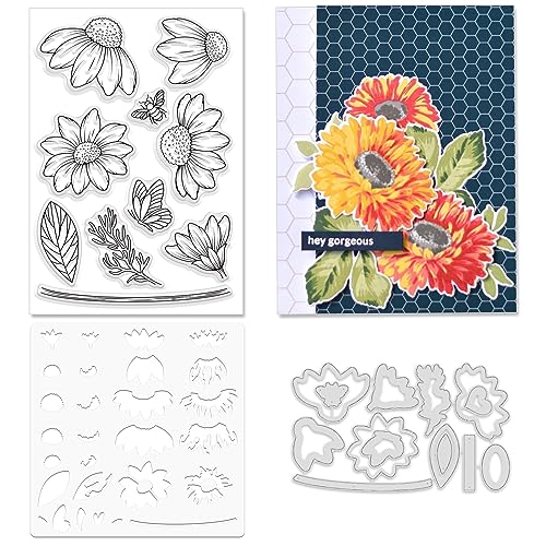 ORIGACH Realistische Gänseblümchen Blume Stempel und Stanzformen und Schichtung Färbung Schablone Bundle für Kartenherstellung Album Kunsthandwerk Zubehör von ORIGACH