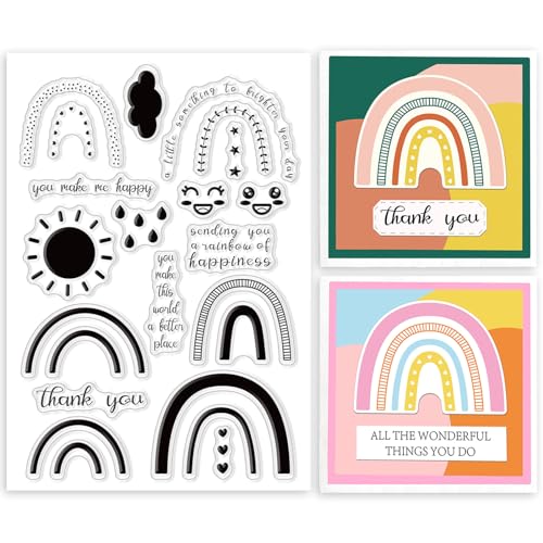ORIGACH Regenbogen Klarer Stempel für die Kartenherstellung Wolken, Sonne und Regentropfen Transparente Silikonstempel für DIY Scrapbooking, Journaling, Fotoalbum und Bastelzubehör ORIGACH Regenbogen Klarer Stempel für die Kartenherstellung Wolken, Sonne und Regentropfen Transparente Silikonstempel für DIY Scrapbooking, Journaling, Fotoalbum und Bastelzubehör von ORIGACH