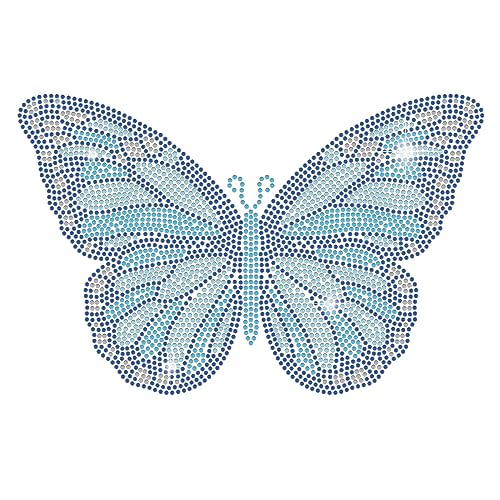 ORIGACH Schmetterling Strass Bügelbilder, Blaue Schmetterling Muster Strass auf Hotfix Transfers， Kristalle Schmetterlingsapplikation, Glitter Kleidung Reparatur Dekoration von ORIGACH