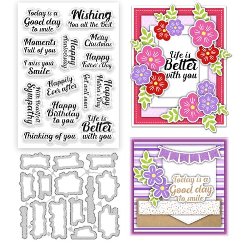 ORIGACH Segensworte Stempel und Stanzformen Set Silikonstempel und Stanzen Für Kartengestaltung Papier Basteln Journaling Und DIY Scrapbooking von ORIGACH