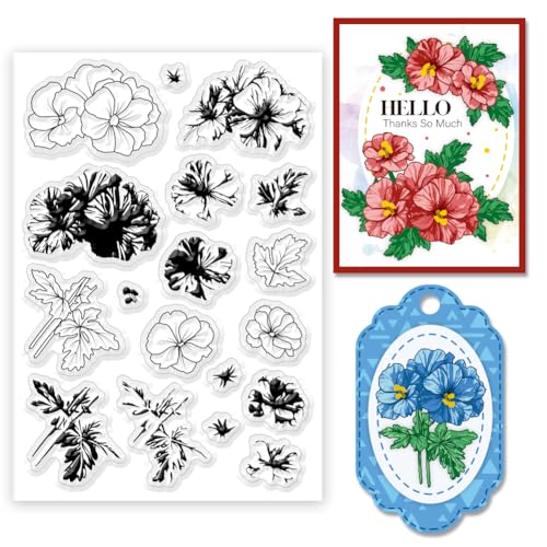 ORIGACH Silikonstempel Geranien Blumen Stempel Für Die Kartenherstellung Gummistempel Transparente Stempel Für Papier Basteln Journaling Und DIY Scrapbooking ORIGACH Silikonstempel Geranien Blumen Stempel Für Die Kartenherstellung Gummistempel Transparente Stempel Für Papier Basteln Journaling Und DIY Scrapbooking von ORIGACH