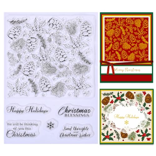 ORIGACH Silikonstempel Weihnachten Tannenzapfen-Blätter Karten Gummistempel Transparente Stempel Für Papierkarten Basteln Journaling Fotoalbum Dekoration Und DIY Scrapbooking ORIGACH Silikonstempel Weihnachten Tannenzapfen-Blätter Karten Gummistempel Transparente Stempel Für Papierkarten Basteln Journaling Fotoalbum Dekoration Und DIY Scrapbooking von ORIGACH