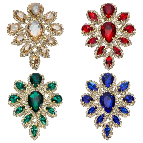 ORIGACH Strass-Applikationen in Tropfenform, Blumenaufnäher für Frauen, Hochzeit, Brautschmuck, Kristallglassteine, für Tanzkostüme, 4 Stück ORIGACH Strass-Applikationen in Tropfenform, Blumenaufnäher für Frauen, Hochzeit, Brautschmuck, Kristallglassteine, für Tanzkostüme, 4 Stück von ORIGACH