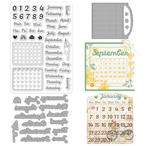 ORIGACH Tägliche Planer Kalender klare Stempel und Stanzen Set für Kartenherstellung Wöchentlicher Plan on It Silikonstempel Stanzformen für DIY Scrapbooking Album Dekorative von ORIGACH