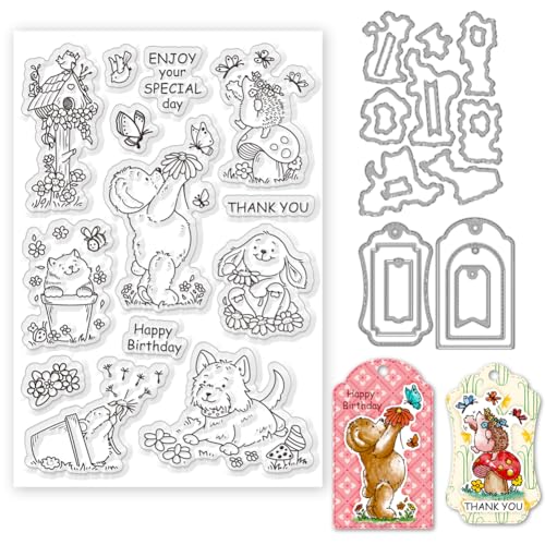 ORIGACH Tiere Stempel und Stanzformen für die Kartenherstellung Tiere Clear Stamps und Tags Stanzformen für Scrapbooking DIY Crafting Dekorative von ORIGACH