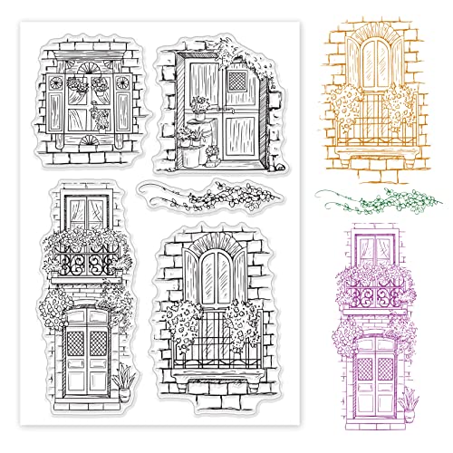 ORIGACH Tür Fenster Blumen Transparente Stempel mit Acryl-Stanzblock für die Kartenherstellung, Dekoration und DIY Scrapbooking ORIGACH Tür Fenster Blumen Transparente Stempel mit Acryl-Stanzblock für die Kartenherstellung, Dekoration und DIY Scrapbooking von ORIGACH