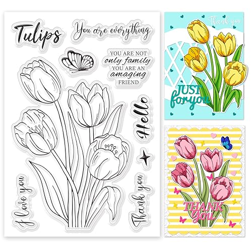 ORIGACH Tulpenstrauß Silikonstempel Blumen Stempel Für Die Kartenherstellung Gummistempel Transparente Stempel Für Papier Basteln Journaling Und DIY Scrapbooking ORIGACH Tulpenstrauß Silikonstempel Blumen Stempel Für Die Kartenherstellung Gummistempel Transparente Stempel Für Papier Basteln Journaling Und DIY Scrapbooking von ORIGACH