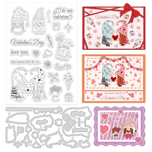ORIGACH Valentinstag Zwerg Stempel und Stanzformen Set Silikonstempel und Stanzen Zur Kartengestaltung Für Papierkarten Basteln Journaling Fotoalbum Dekoration Und DIY Scrapbooking ORIGACH Valentinstag Zwerg Stempel und Stanzformen Set Silikonstempel und Stanzen Zur Kartengestaltung Für Papierkarten Basteln Journaling Fotoalbum Dekoration Und DIY Scrapbooking von ORIGACH