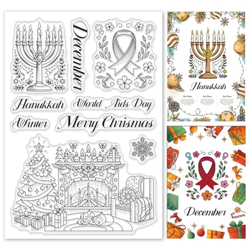 ORIGACH Winter Dezember klare Stempel Frohe Weihnachten Hanukkah Transparente Silikonstempel für Kartenherstellung DIY Scrapbooking und Album Dekorationennen ORIGACH Winter Dezember klare Stempel Frohe Weihnachten Hanukkah Transparente Silikonstempel für Kartenherstellung DIY Scrapbooking und Album Dekorationennen von ORIGACH