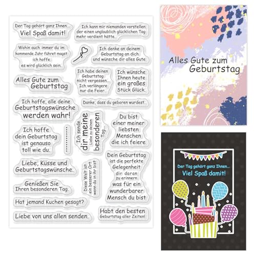 ORIGACH deutsche Geburtstagssprüche klare Stempel Geburtstagsgrüße Zitate Silikonstempel für Kartenherstellung DIY Scrapbooking Fotoalbum Dekoration von ORIGACH