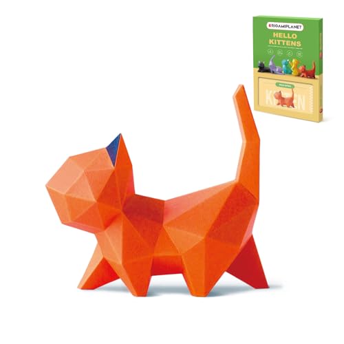 ORIGAMIPLANET 3D Origami-Papier-Bastelset, Walk Kitten Cute DIY vorgeschnittene Tier-Papier-Bastel-Modell für Anfänger, Spaß Handmade Home Decoration Geschenk für Erwachsene & Kinder-Orange ORIGAMIPLANET 3D Origami-Papier-Bastelset, Walk Kitten Cute DIY vorgeschnittene Tier-Papier-Bastel-Modell für Anfänger, Spaß Handmade Home Decoration Geschenk für Erwachsene & Kinder-Orange von ORIGAMIPLANET