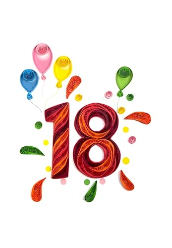 ORIGAMO Originelle Happy 18 Quilling Karte - Happy 18 - Filigrane Geschenkkarte zum Geburtstag und Feiern, Glückwunschkarte mit Umschlag ideal um zu beeindrucken von ORIGAMO