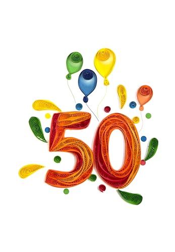 ORIGAMO Originelle Happy 50 Quilling Karte - Happy 50 - Filigrane Geschenkkarte zum Geburtstag und Feiern, Glückwunschkarte mit Umschlag ideal zum Staunen von ORIGAMO