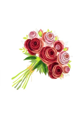 ORIGAMO Originelle Karte Bouquet Of Roses Quilling - Bouquet of Roses - Filigrane Geschenkkarte zum Geburtstag und Feiern, Glückwunschkarte mit Umschlag ideal um zu beeindrucken ORIGAMO Originelle Karte Bouquet Of Roses Quilling - Bouquet of Roses - Filigrane Geschenkkarte zum Geburtstag und Feiern, Glückwunschkarte mit Umschlag ideal um zu beeindrucken von ORIGAMO