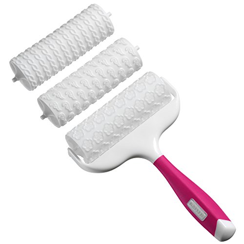 Original Kaiser Inspiration Fondant Strukturroller-Set 4-teilig, Strukturrollenhalter, 3 Strukturrollen, Schnelles Wechseln, Soft Touch, Anti-Rutsch-Effekt von ORIGINAL KAISER