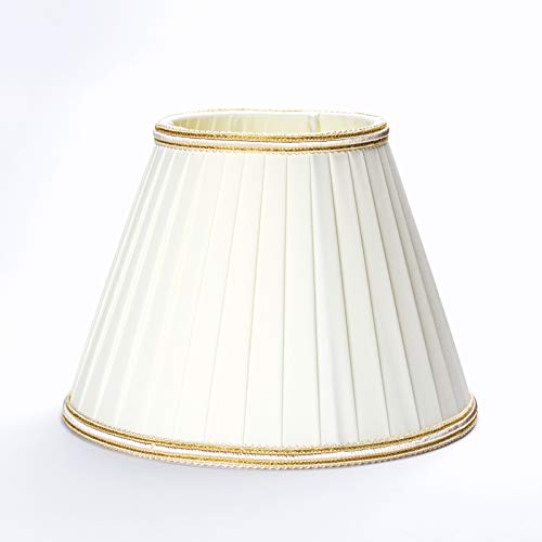E14 Stoff Schirm D: 185mm LAMPENSCHIRM Kronleuchter creme beige Borte gold Leuchtenschirm von ORION LIGHTSTYLE