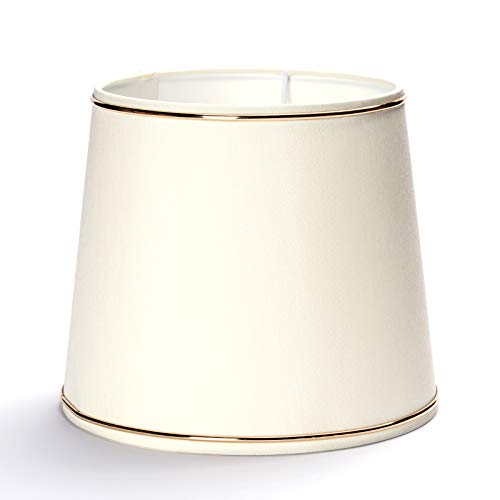 Ersatz Lampenschirm Stoffschirm creme mit Dekor Goldring Gold Schirm Aufnahme f. Fassung E27 Goldkante beige (20x17,5cm) von ORION LIGHTSTYLE