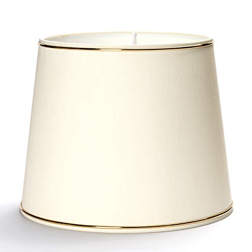 Ersatz Lampenschirm Stoffschirm creme mit Dekor Goldring Gold Schirm Aufnahme f. Fassung E27 Goldkante beige (25x20cm) von ORION LIGHTSTYLE