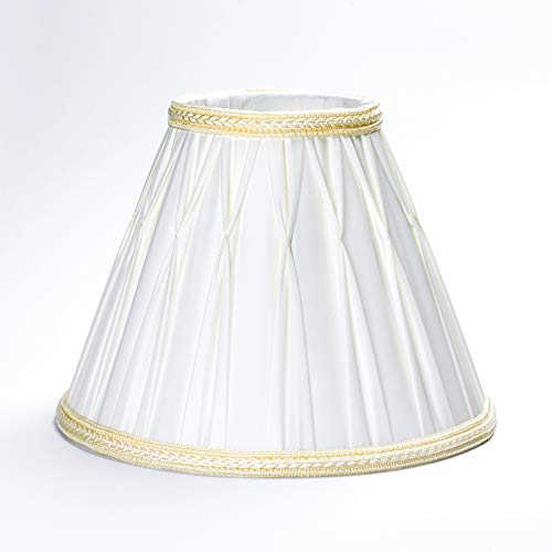 Ersatz Lampenschirm Stoffschirm creme weiß Schirm Aufnahme f. Fassung E27 Goldkante mit Borte Stoff (Ø 23cm) von ORION LIGHTSTYLE