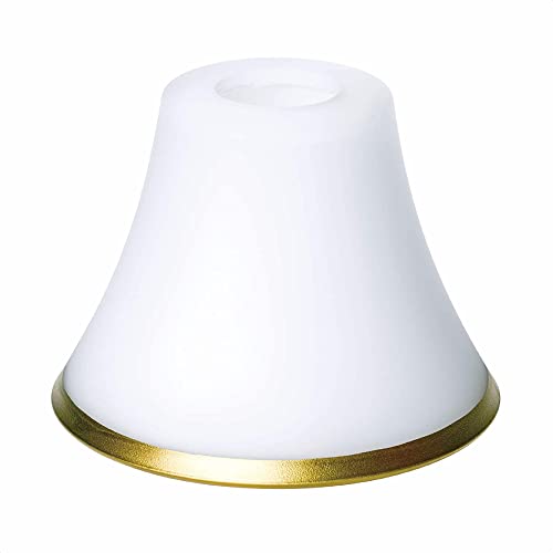 Glas Lampenschirm Ersatzglas mit matt goldenem Ring weiß Lochmaß E14 ø 30 mm Zierring Leuchtenglas von ORION LIGHTSTYLE