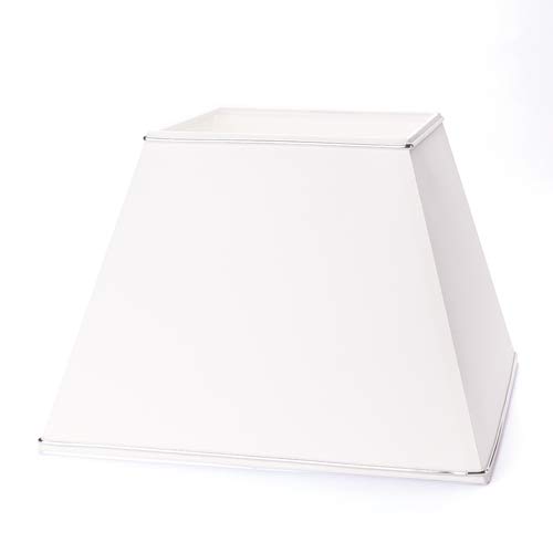 Hochwertiger Lampenschirm Stoffschirm weiß mit Silberkante eckig 30cm x30cm von ORION LIGHTSTYLE