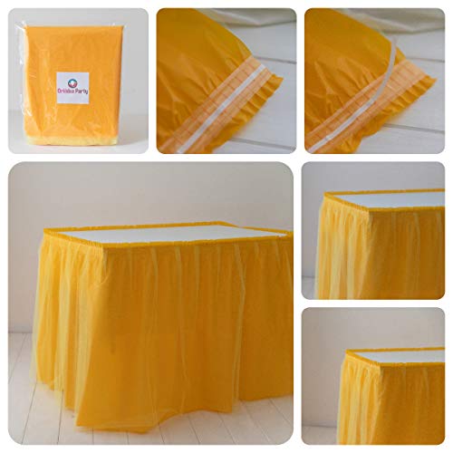 ORKIDEA Party-Tischrock mit Tüll - Made in Italy - Größe: 74 x 420 cm (gelb). von ORKIDEA