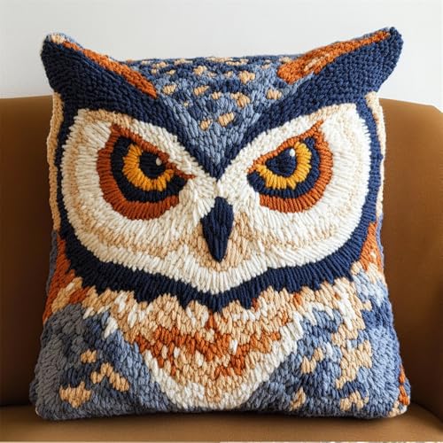 ORLUMY Knüpfkissen Zum Selber Knüpfen,Eule,Knüpfen Set Handgemachte Geschenke Knüpfteppich Für Kinder Und Erwachsene Knüpfset,43X43Cm von ORLUMY