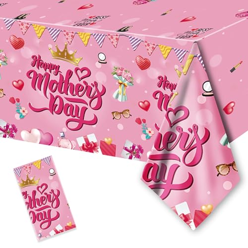 ORNACELE 1 x Einweg-Tischdecke zum Muttertag, 274,3 x 137,2 cm, "Happy Mothers Day", "Best Mom Ever", Blumenherz, Tischdecke, Kunststoff, rechteckig, Tischdecke für Dinner-Party-Dekoration ORNACELE 1 x Einweg-Tischdecke zum Muttertag, 274,3 x 137,2 cm, "Happy Mothers Day", "Best Mom Ever", Blumenherz, Tischdecke, Kunststoff, rechteckig, Tischdecke für Dinner-Party-Dekoration von ORNACELE