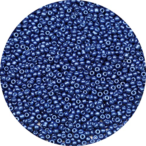 ORNSHIZI 2 mm dunkelblaue Perlen 12/0, 50 g ca. 5000 Stück Rocailles für die Herstellung von Taillenarmbändern, Ohrringen, Halsketten, Schmuck von ORNSHIZI