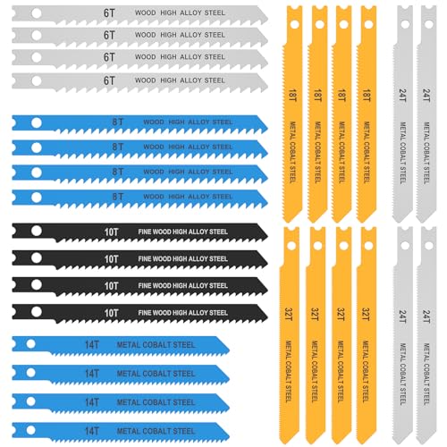 28tlg Stichsägeblätter Set Professional U-Schaft Stichsägeblatt 6TPI/8TPI/10TPI/14TPI/18TPI/24TPI/32TPI Stichsägeblätter für Holz Kunststoff Metall, 85mm und 100mm 28tlg Stichsägeblätter Set Professional U-Schaft Stichsägeblatt 6TPI/8TPI/10TPI/14TPI/18TPI/24TPI/32TPI Stichsägeblätter für Holz Kunststoff Metall, 85mm und 100mm von OROMYO