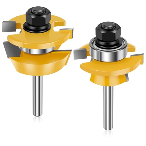 2pcs Shaker Rail und Stile Router Bit Set 1/4 Zoll Shank Holzbearbeitungszunge und Groove Router Bit für Schranktür 2pcs Shaker Rail und Stile Router Bit Set 1/4 Zoll Shank Holzbearbeitungszunge und Groove Router Bit für Schranktür von OROMYO