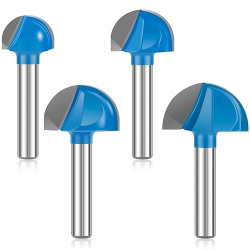 4 Stück 6mm Schaft Hohlkehlfräser Hartmetall Blau Oberfräse Hohlkehlfräser mit Hitzebeständige Beschichtung Schnittdurchmesser 5/8" 3/4" 7/8" 1" Fräser Rundkopf für Sperrholz Hartholz (B) von OROMYO