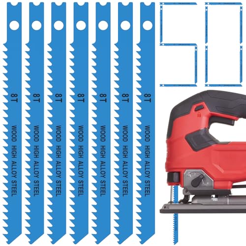 50tlg Stichsägeblatt Set Kohlenstoffreicher Stahl U-Schaft Professional Stichsägeblatter 100mm Lange 8TPI Stichsägeblatt Kurvenschnitt zum Schneiden Holz Laminat Gipskarton (8 TPI) von OROMYO