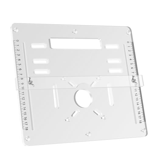 Router Tisch Einlegeplatte 28x25cm Router Table Insert Plate aus Acryl Einstellbar Oberfräse Einlegeplatte Transparent Router Tischeinsatzplatte für Holzbearbeitung von OROMYO