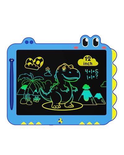 ORSEN LCD Schreibtafel Spielzeug ab 3 4 5 6 7 8 Jahre alt Junge Mädchen, 12 Zoll Bildschirm Zeichenbrett Maltafel, Dinosaurier (Blau) von ORSEN