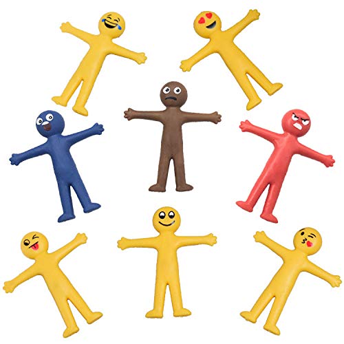 MVS WHOLESALE Smiley-Herren-Spielzeug, dehnbar, für Partytüten, Pinata-Preise, Goody Bags und Tortenaufsätze, mehrfarbig, 100 Stück von MVS Wholesale