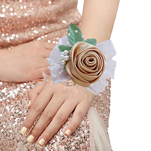 ORTUH Handgelenksblumen für den Abschlussball,Handgemachte künstliche Rose Blume Handgelenk Corsage - Blumen-Armband-Armband DIY Blumen-Handkorsagen-Armband-Zubehör von ORTUH