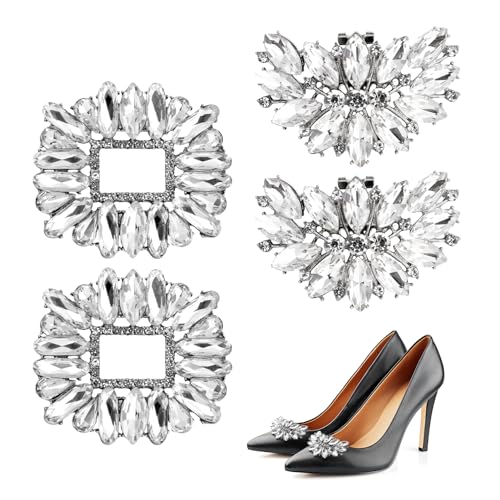 ORUZA 4 Stück Kristall Schuhclips, Strass Schuh Clips, 2 Stile Metall Schuhclips, Kann Zerlegen Schuh Dekorative Accessoires für Damen Heels Hochzeit Braut Party Schuhdekoration ORUZA 4 Stück Kristall Schuhclips, Strass Schuh Clips, 2 Stile Metall Schuhclips, Kann Zerlegen Schuh Dekorative Accessoires für Damen Heels Hochzeit Braut Party Schuhdekoration von ORUZA