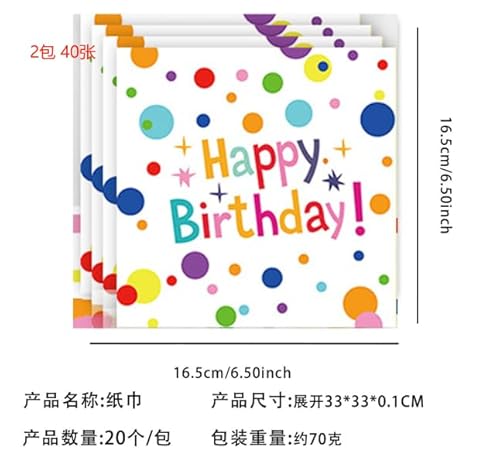 ORUZA 40 Stück Bunt Punkte Happy Birthday Servietten, 33 x 33 cm Servietten Geburtstag, Einwegpapier Servietten Tischdeko für Junge Mädchen Geburtstag Feier Party Deko ORUZA 40 Stück Bunt Punkte Happy Birthday Servietten, 33 x 33 cm Servietten Geburtstag, Einwegpapier Servietten Tischdeko für Junge Mädchen Geburtstag Feier Party Deko von ORUZA