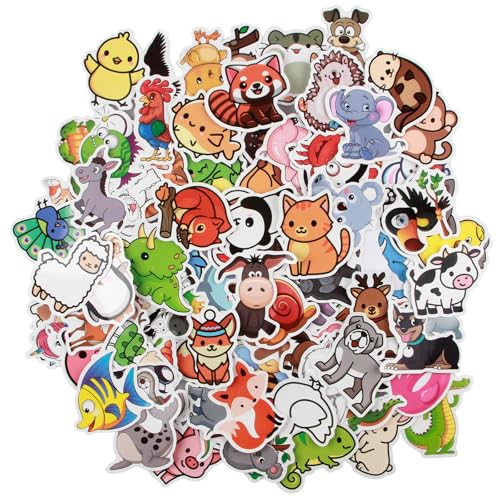 ORUZA Cartoon Tiere Aufkleber Kinder, 100 Stück Funny Tiere Sticker Set, Cute Animals Wasserdichte Stickers für Wasserflaschen Scrapbook Skateboard Laptop Stickers ORUZA Cartoon Tiere Aufkleber Kinder, 100 Stück Funny Tiere Sticker Set, Cute Animals Wasserdichte Stickers für Wasserflaschen Scrapbook Skateboard Laptop Stickers von ORUZA