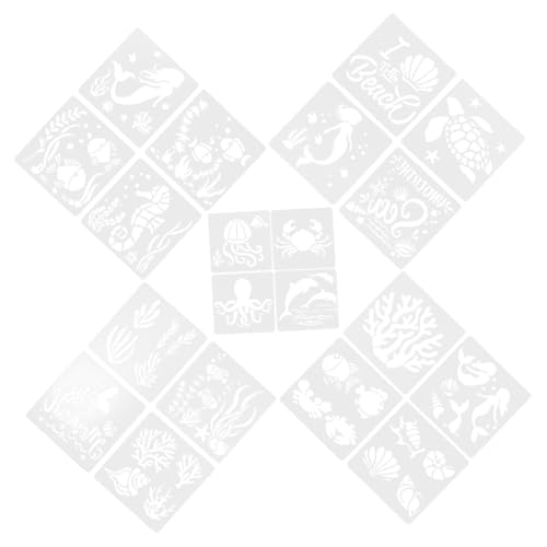 1 Satz Teile Meereslebewesen Malvorlagen Wiederverwendbare Schablonen Für Diy Malerei Wanddekor Und Scrapbooking Für Projekte Und Handwerk 20 Blatt von OSALADI