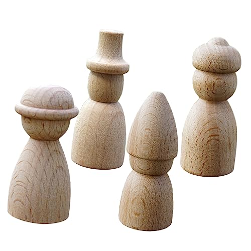 1 Satz Unfertige Holz Peg Dolls Diy Und Basteln Für Holzfiguren Für Spielzimmer Dekoration Und Weihnachtsgeschenke 4 Stück von OSALADI