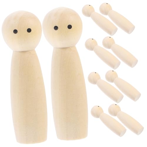 10 Stück Unlackierte Holzpuppen für Diy Bemalung Holzfiguren zur Gestaltung für Bastelprojekte von OSALADI