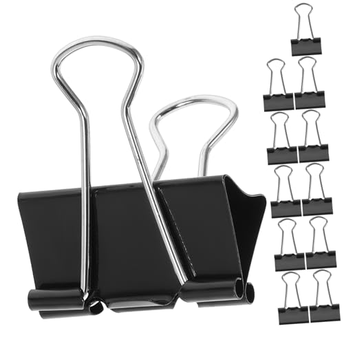 12 Stück Binder Clips Schwarze Dokumentenklammern für Bürobedarf Multifunktionale Büroklammern zur Organisation von Unterlagen Praktisch von OSALADI