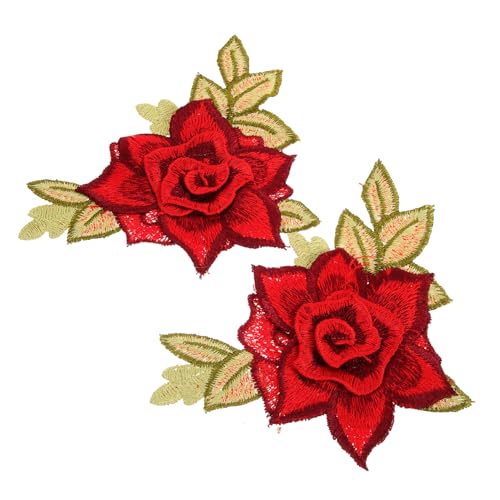 1Paar Gestickte Blumenapplikationen Dekorative Aufnäher für Kleidung DIY Stoffflicken für Hosen und Rucksäcke zum Abdecken von Löchern oder Verzieren von OSALADI
